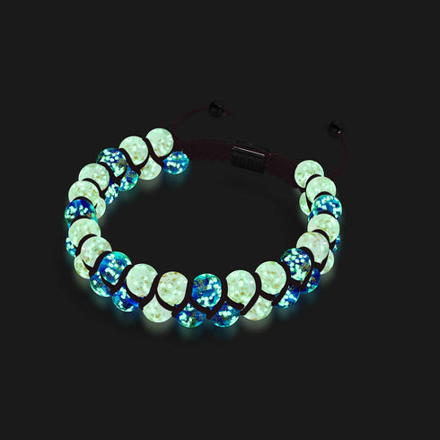 Oasis | Succulente rose x Saphir | Bracelet en verre double luciole